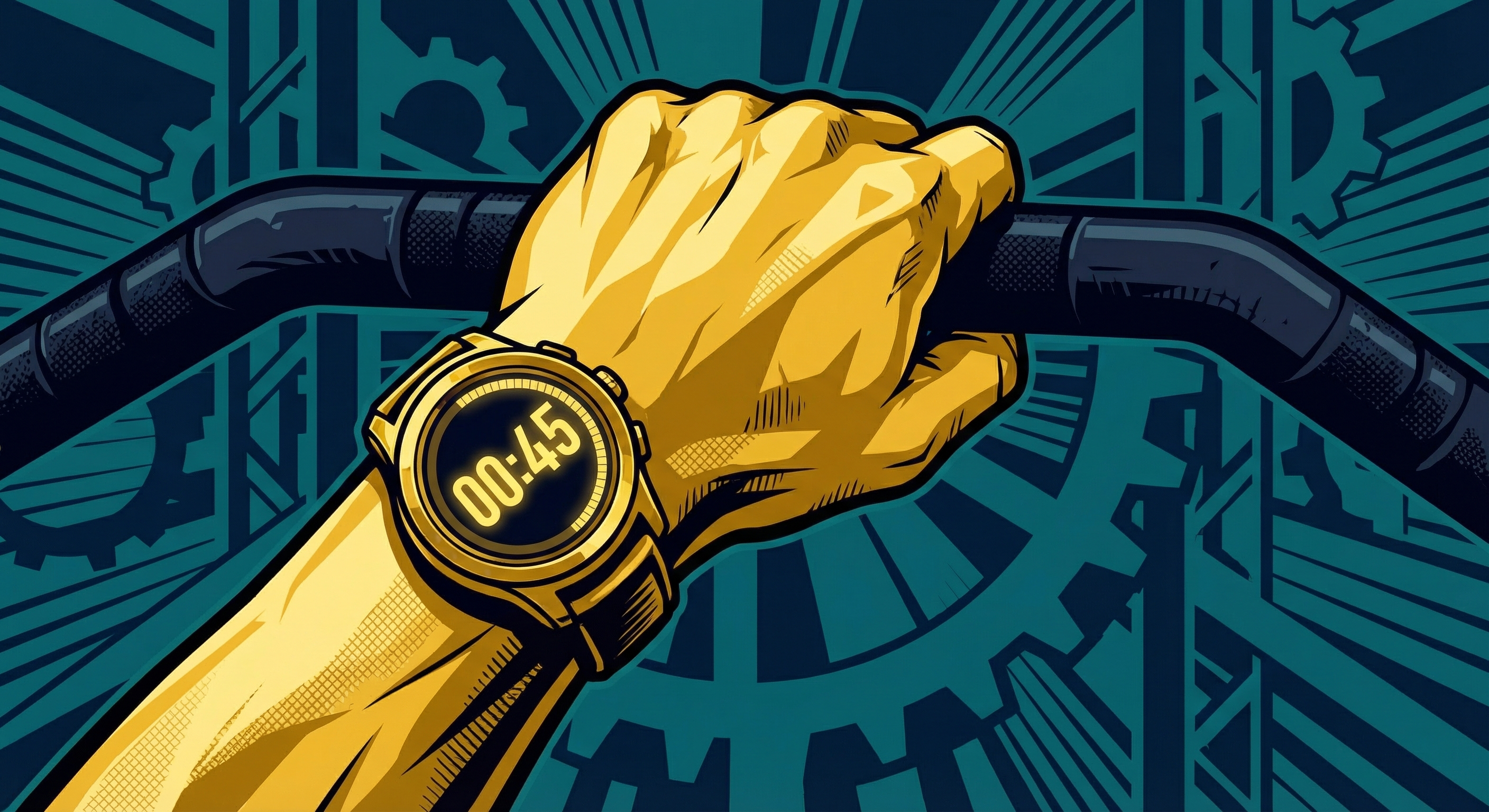 Pixel Watch on a wrist gripping a bar, timer showing 00:45